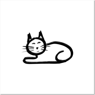 Cute simple hand drawn line art cat.  Goes with the stick figures i have done for the human owners Posters and Art